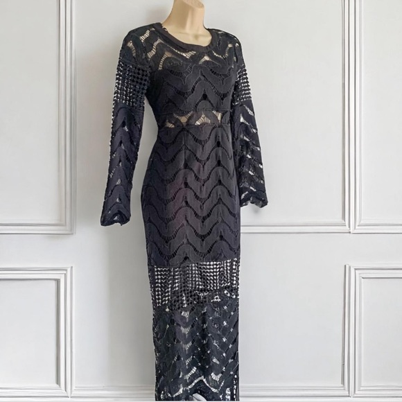 Premonition Black Crochet Lace Midi Dress - Picture 9 of 9